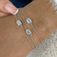 Three-Stone Multithread Diamond Chain Bracelet, 14K Gold