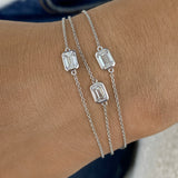 Three-Stone Multithread Diamond Chain Bracelet, 14K Gold