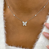 Butterfly Diamond Pendant Necklace, 14K Gold