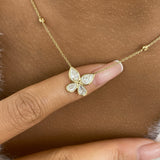 Butterfly Diamond Pendant Necklace, 14K Gold