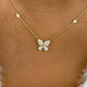 Butterfly Diamond Pendant Necklace, 14K Gold