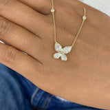 Butterfly Diamond Pendant Necklace, 14K Gold