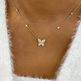 Butterfly Diamond Pendant Necklace, 14K Gold