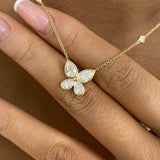Butterfly Diamond Pendant Necklace, 14K Gold