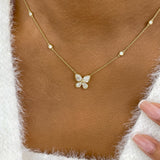 Butterfly Diamond Pendant Necklace, 14K Gold