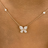 Butterfly Diamond Pendant Necklace, 14K Gold