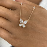 Butterfly Diamond Pendant Necklace, 14K Gold
