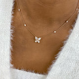 Butterfly Diamond Pendant Necklace, 14K Gold