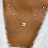 Butterfly Diamond Pendant Necklace, 14K Gold