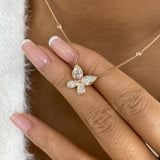 Butterfly Diamond Pendant Necklace, 14K Gold
