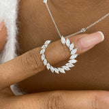 Open Circle Diamond Pendant Necklace, 14K Gold