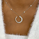 Open Circle Diamond Pendant Necklace, 14K Gold