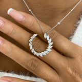 Open Circle Diamond Pendant Necklace, 14K Gold