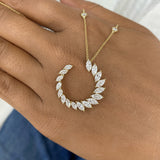 Open Circle Diamond Pendant Necklace, 14K Gold