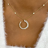 Open Circle Diamond Pendant Necklace, 14K Gold