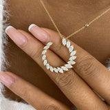 Open Circle Diamond Pendant Necklace, 14K Gold