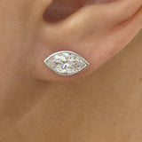 Marquise Diamond Stud Earrings, 14K Gold