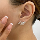 Bubbles Diamond Climber Earrings, 14K Gold