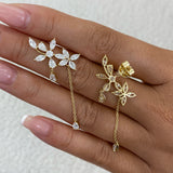 Jasmine Diamond Climber Earrings, 14K Gold