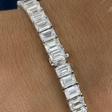 Emerald Cut Diamond Tennis Bracelet, 14K Gold