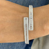 Bypass Emerald Diamond Bangle Bracelet, 14K Gold