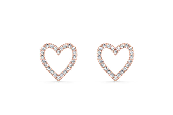 Heart shaped - 14k Gold Lab Grown Earrings 0.50 carat D/VS