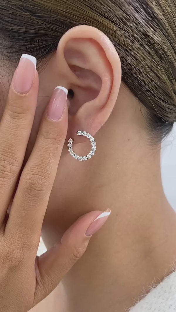 Diamond Hoop Earrings 1.7 ct White Gold