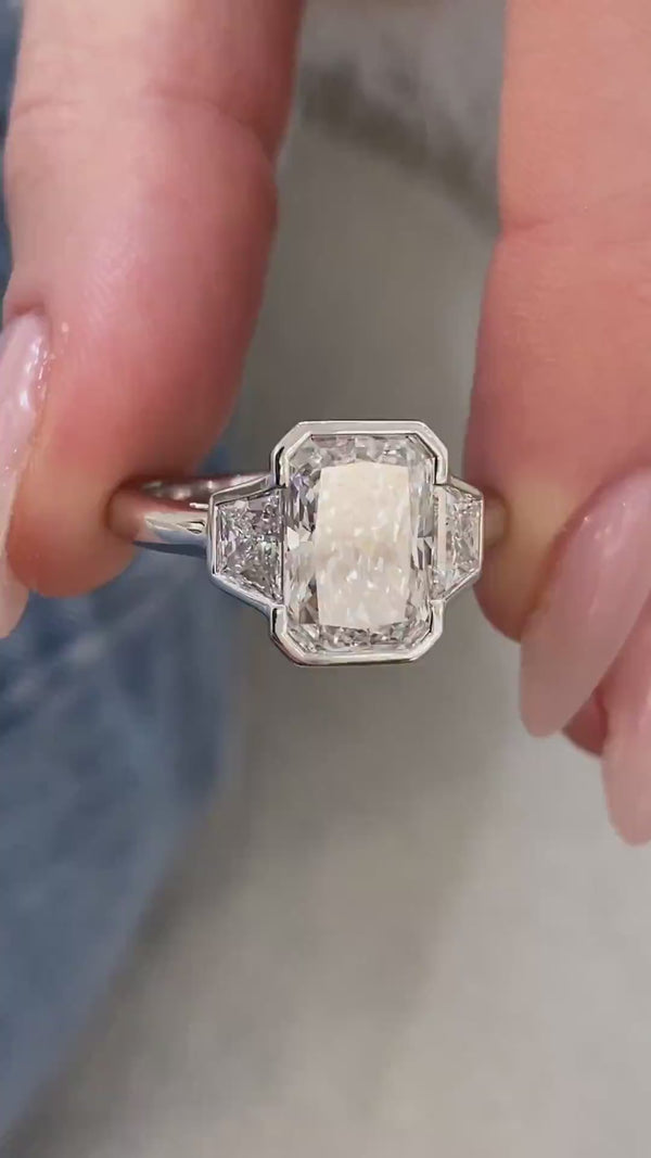 Zephyra 3-Stone Engagement Ring, 18K White Gold