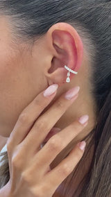 Diamond Cuffs Earrings 0.40 ct TCW, White Gold