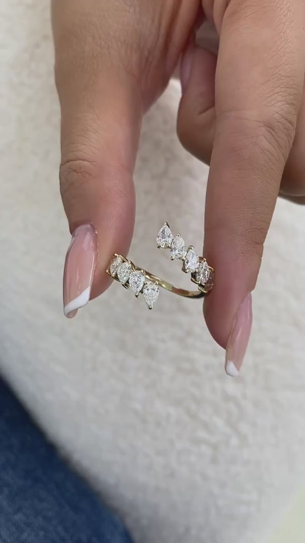 Diamond Open Ring 1.75 ct TCW, Yellow Gold 14K