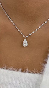 Pear Pendant Necklace 8.9ct TCW, White Gold 14K