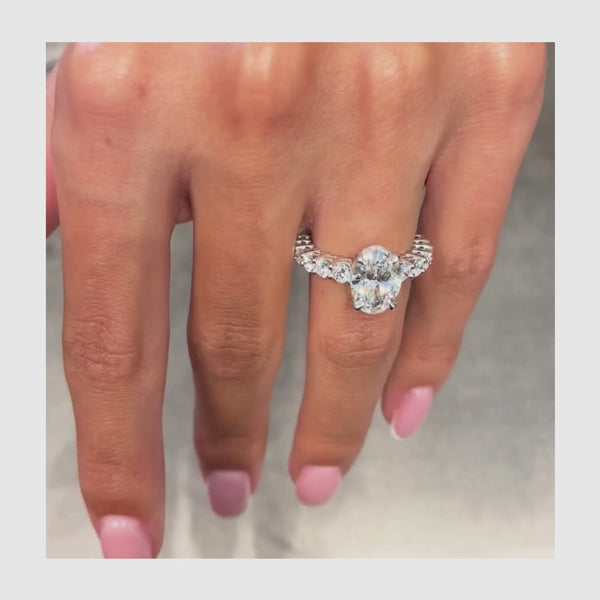 Opal Pave Diamond Engagement Ring, White Gold 18K