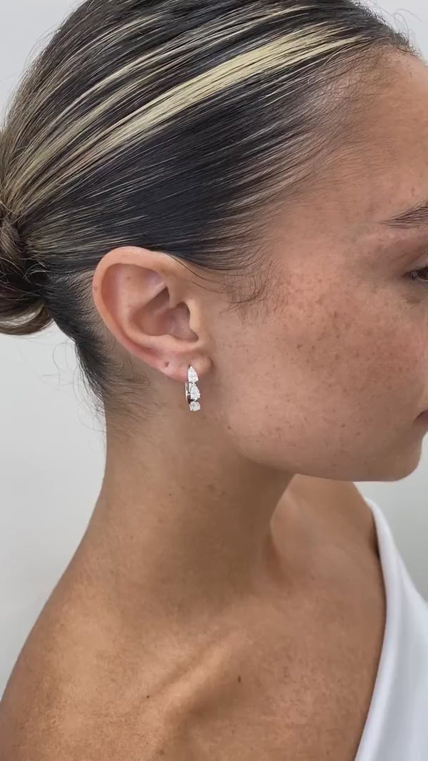 Diamond Hoop Earrings 1.49 ct White Gold