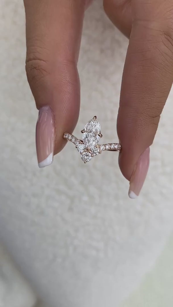 Diamond Cluster Fashion Ring 1.45 ct TCW, Rose Gold 14K
