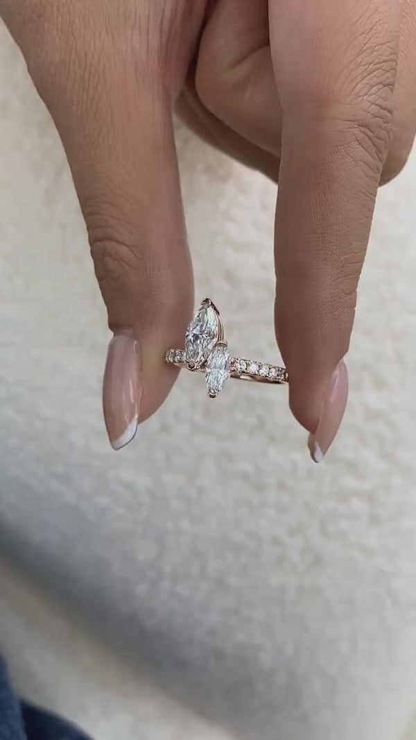 Diamond 2 Stone Ring 1.46 ct Rose Gold