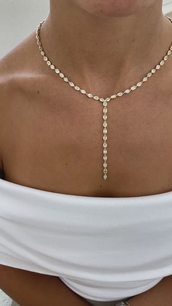 Diamond Lariat Necklace 8.5 ct Yellow Gold