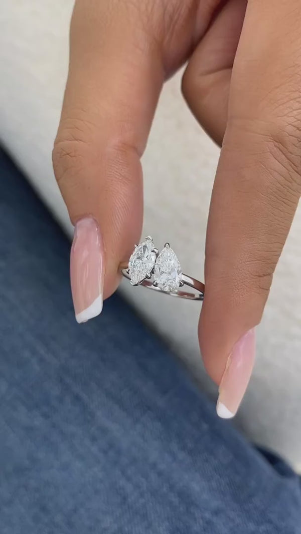 Diamond 2-Stone Ring 1.30 ct TCW, White Gold 14K