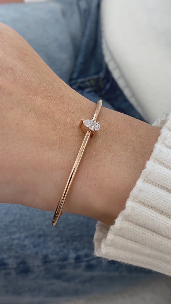 Diamond Cuff Bracelet 0.86 Carat Rose Gold 14K