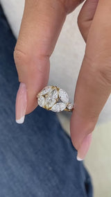 Diamond Cluster Fashion Ring 2.80 ct TCW, Yellow Gold 14K