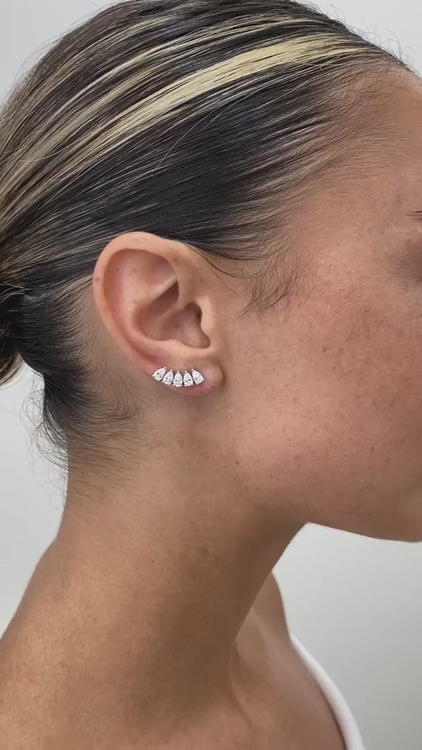 Diamond Climber Earrings 1.49 ct White Gold