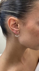 Diamond Ear Jacket Earrings 1.1 ct Rose Gold
