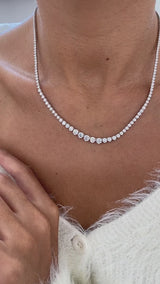 Diamond Tennis Necklace 9.2 ct White Gold