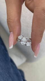 Diamond 3-Stone Ring 1.60 ct TCW, White Gold 14K