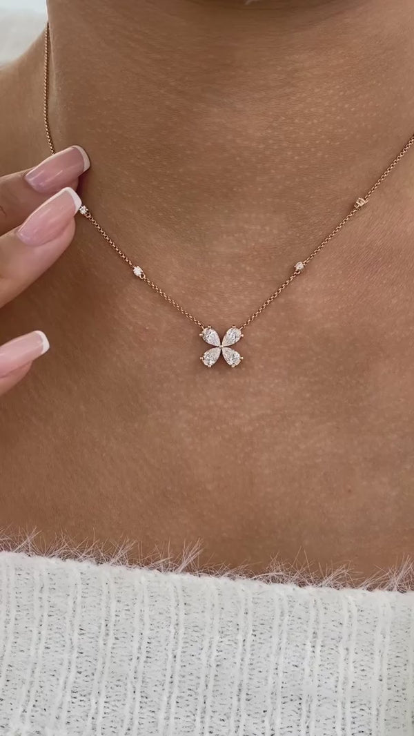 Diamond Pendant Fashion Necklace 1.35 ct TCW, Rose Gold 14K