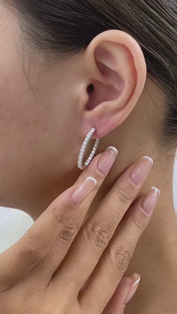Diamond Hoop Earrings 1.2 ct White Gold