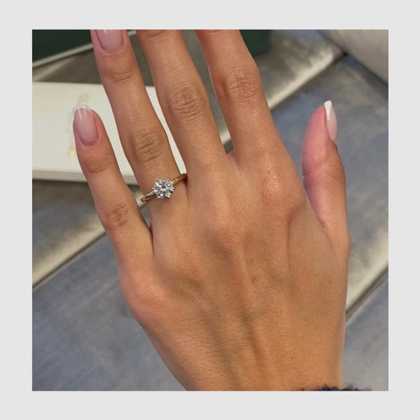 Thalia Solitaire With Hidden Halo Diamond Engagement Ring, Yellow & White Gold 18K