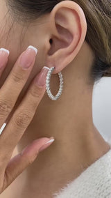 Diamond Hoop Earrings 4.1 ct White Gold
