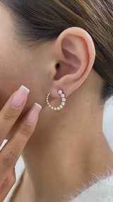 Diamond Half Hoop Earrings 1.9 ct Rose Gold