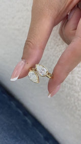 Toi et Moi Eternity Ring 2.1 ct TCW , Solid Gold 14k