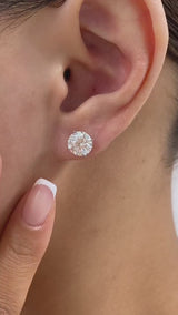 Solitaire Stud Earrings 4 ct TCW , Solid Gold 14k